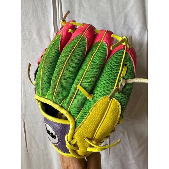 FRANKLIN Tee Ball Glove 22814L Pink/Purple/Green Mesh Mitt 9 1/2 inch, LHT - Picture 4 of 10